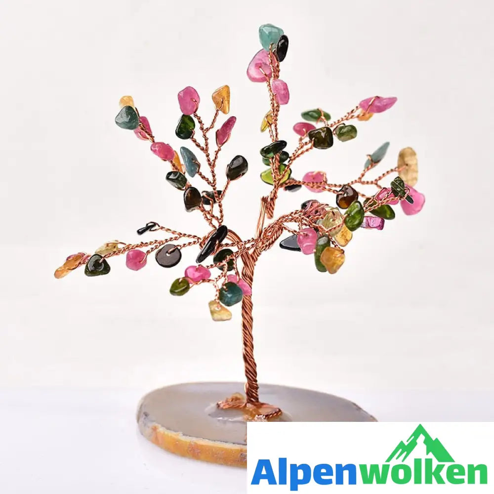 Alpenwolken - Kristall Baum Des Lebens Schreibtisch Skulptur Turmalin