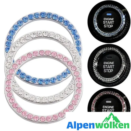 Alpenwolken - Kristall Ring Auto Zündung Knopf Dekoration, 2 Pcs