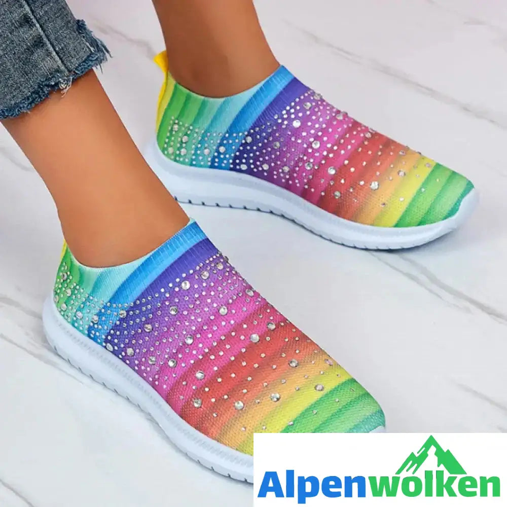 Alpenwolken - Kristall Turnschuhe mit glänzenden Diamanten bunt