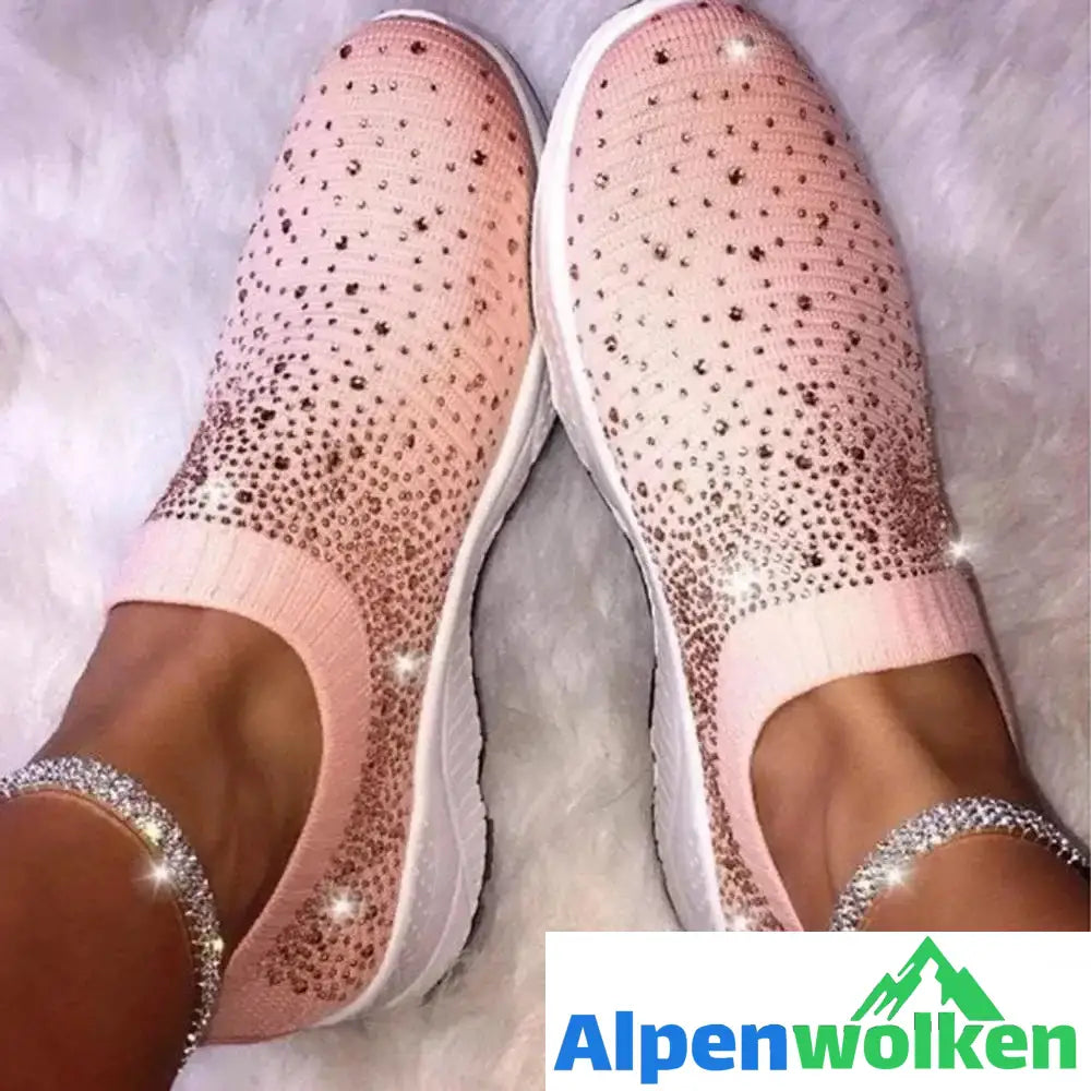 Alpenwolken - Kristall Turnschuhe mit glänzenden Diamanten Rosa