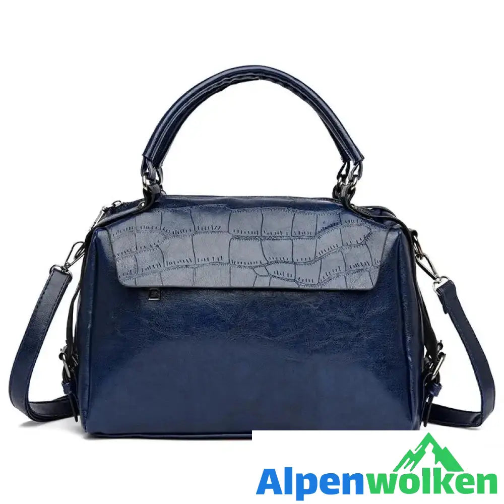 Alpenwolken - Krokodildruck Damen Umhängetasche blau