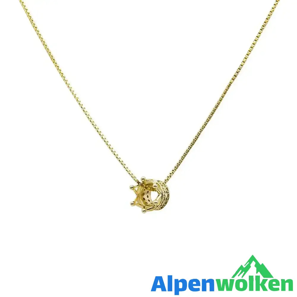 Alpenwolken - Kronenanhänger-Schlüsselbeinkette Golden