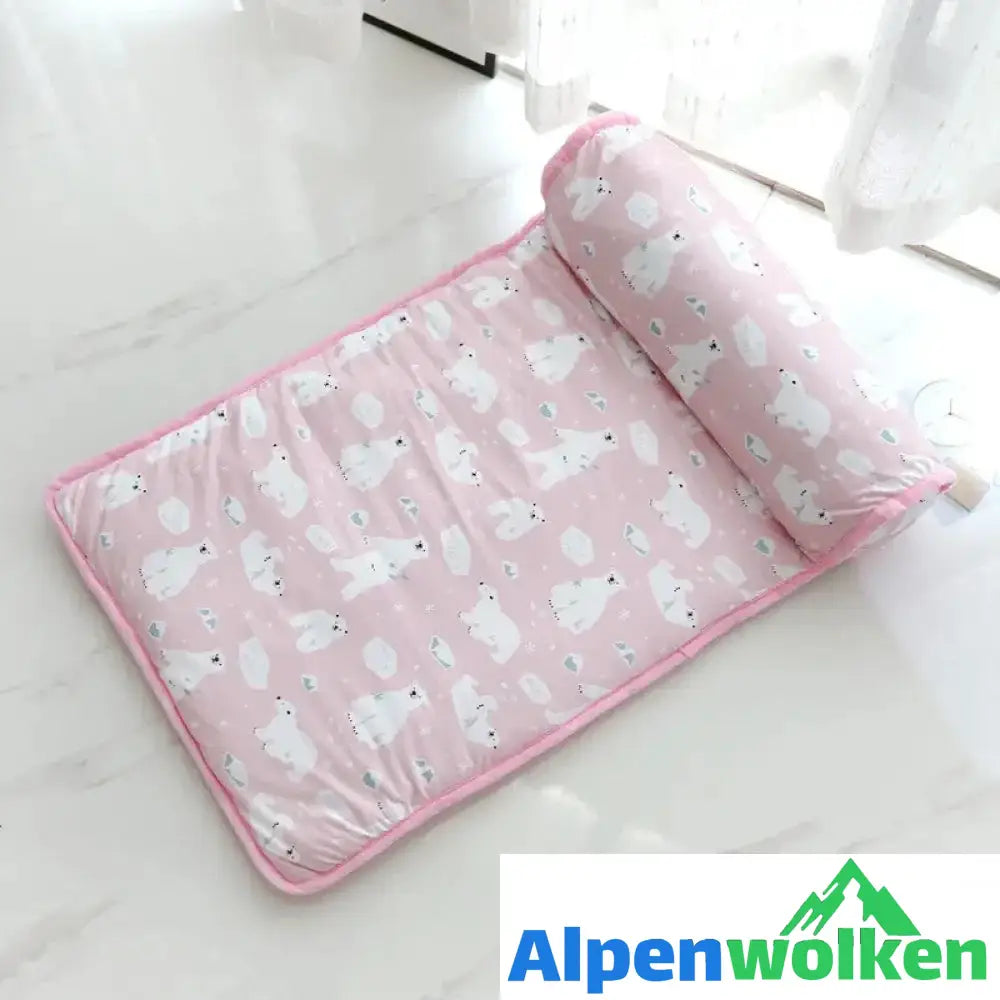 Alpenwolken - Kühlmatte aus Eisseide für Hunde und Katzen Rosa Bär