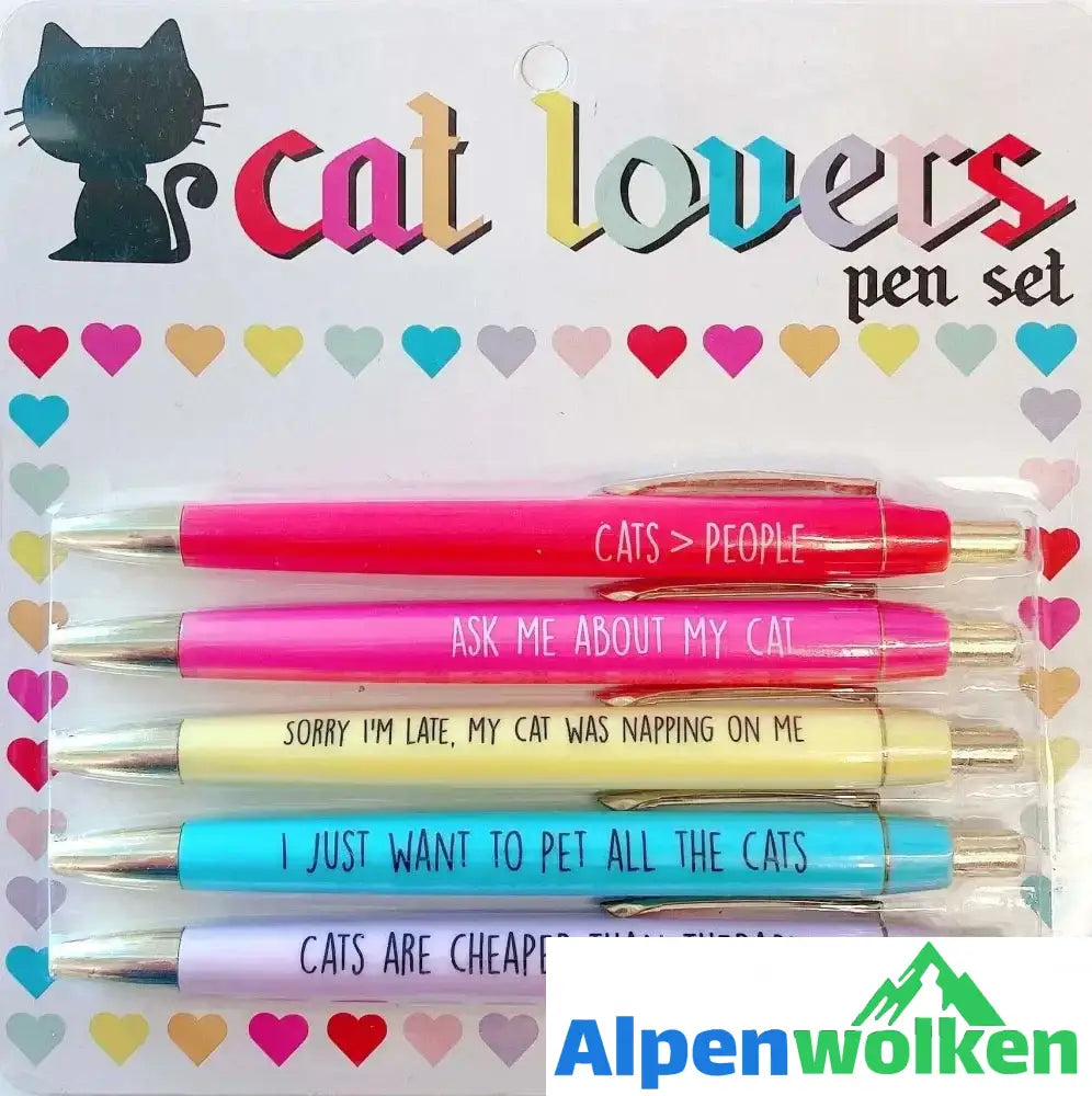 Alpenwolken - Kugelschreiber für Tierliebhaber 5 Set (25 Stück) * KATZENLIEBHABER