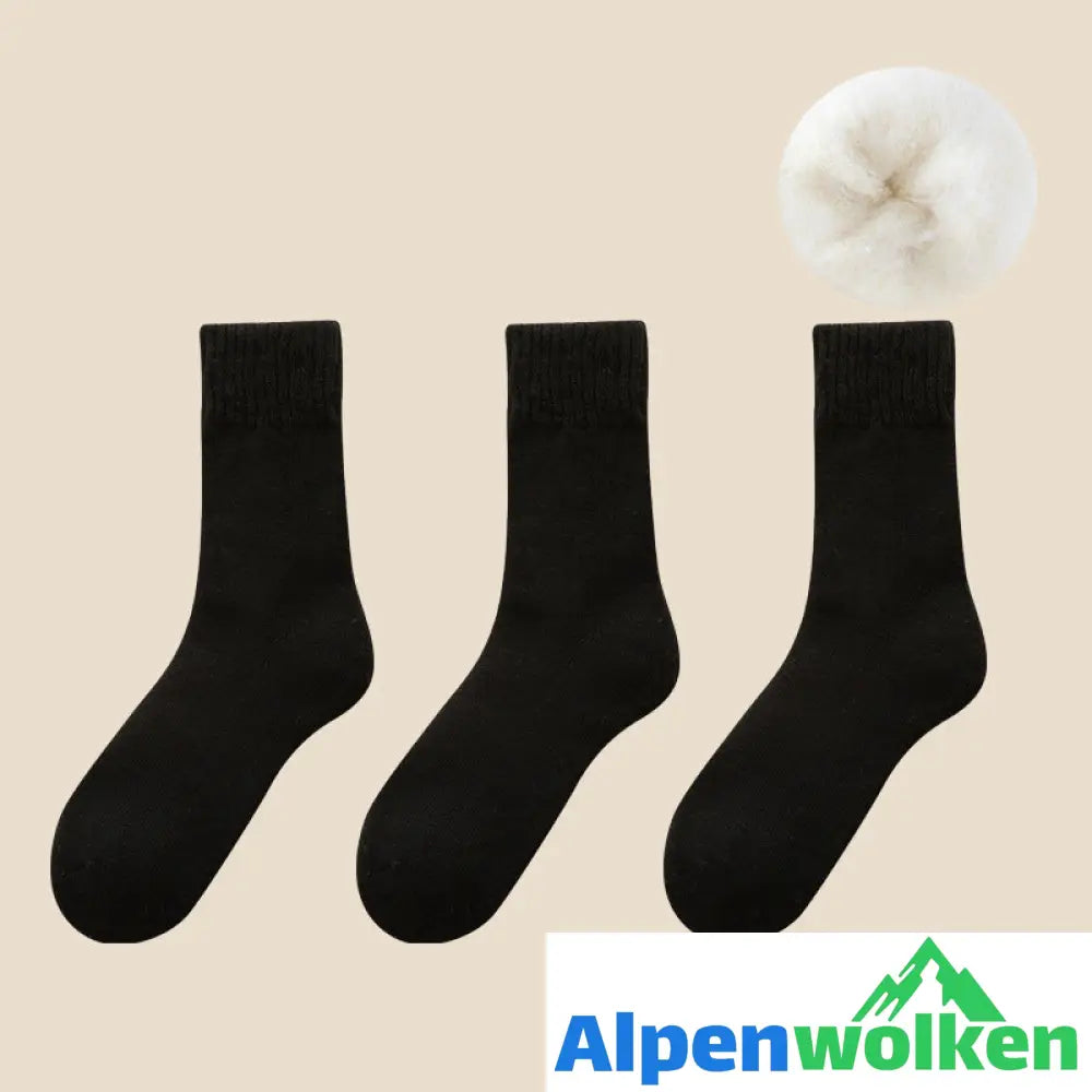 Alpenwolken - Kuschelige Unisex-Winter-Thermosocken aus Samt Schwarz*3