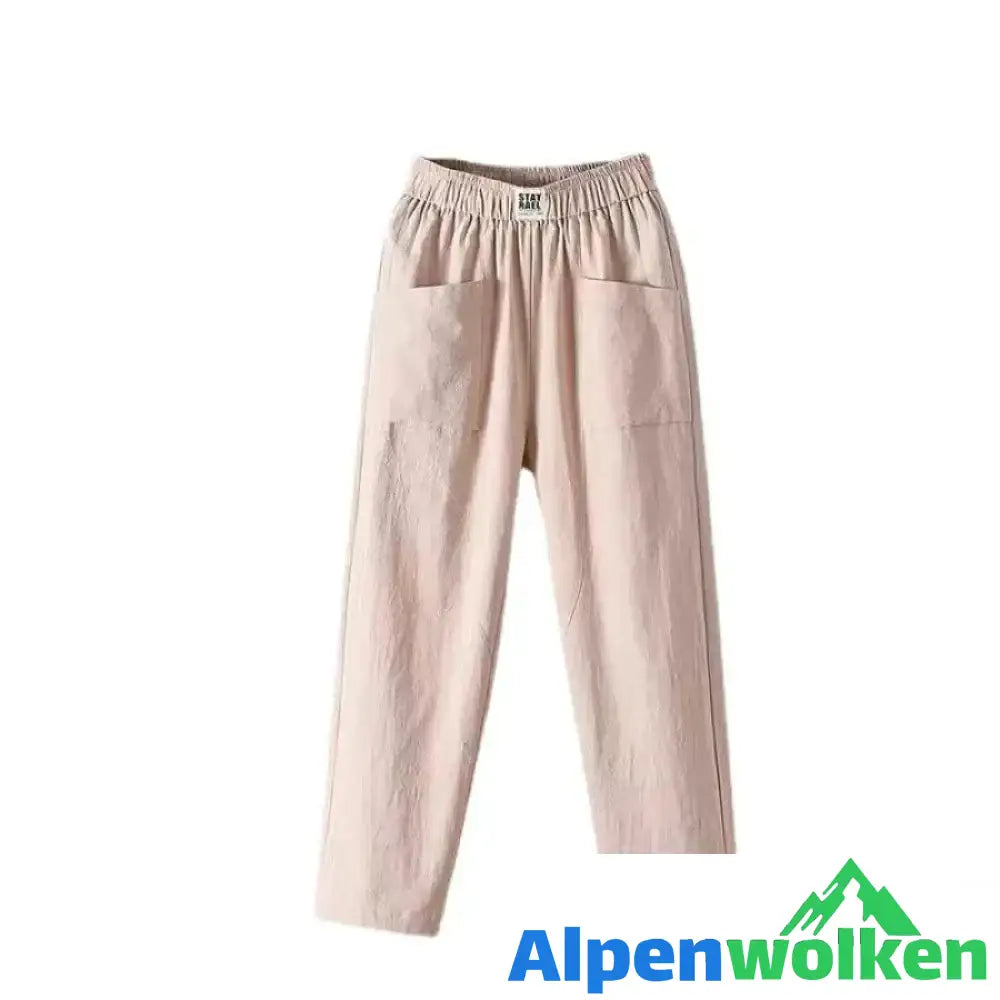 Alpenwolken - Lässige Hose aus Baumwolle und Leinen mit elastischer Taille