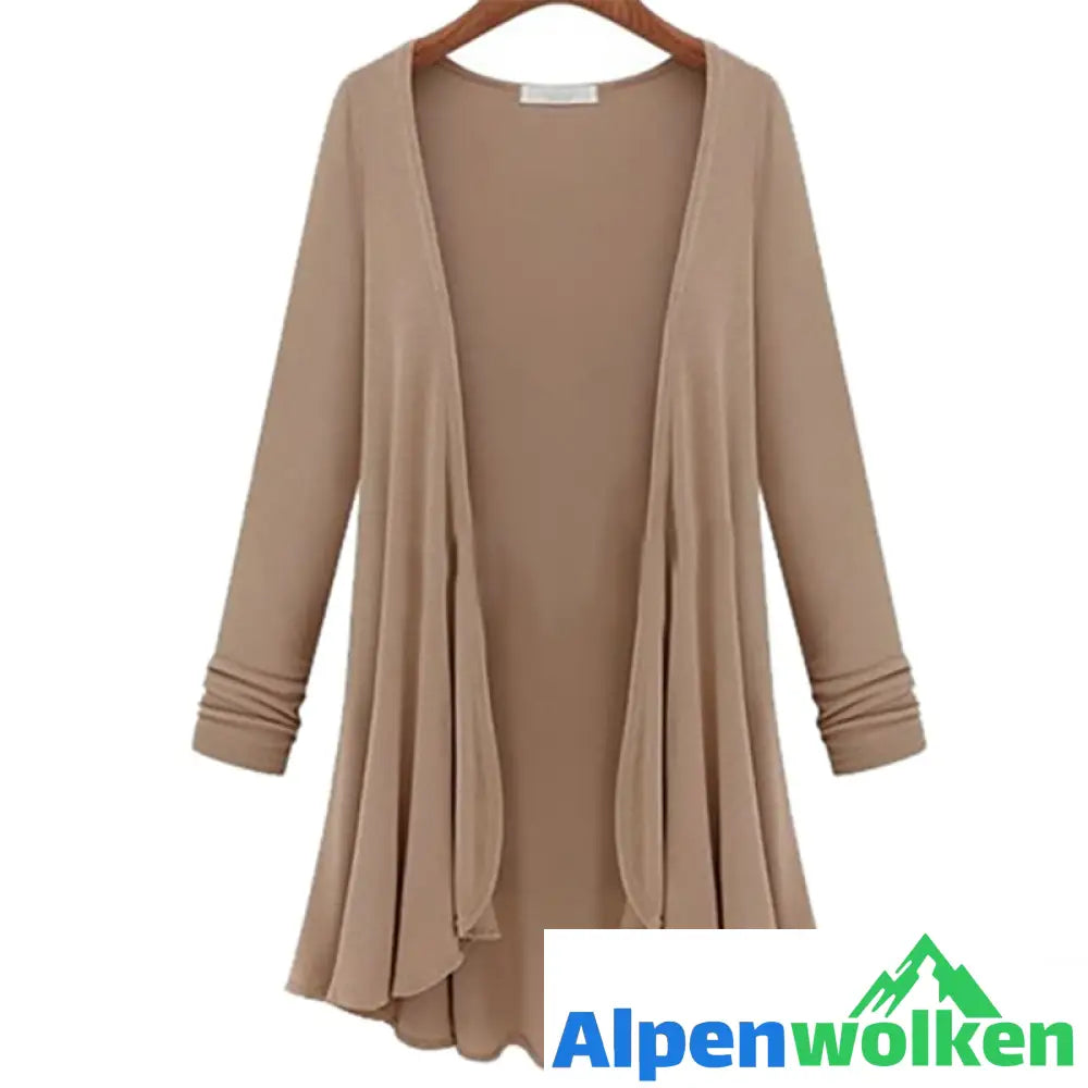 Alpenwolken - Lässige Langärmelige Strickjacke Mit Rüschen