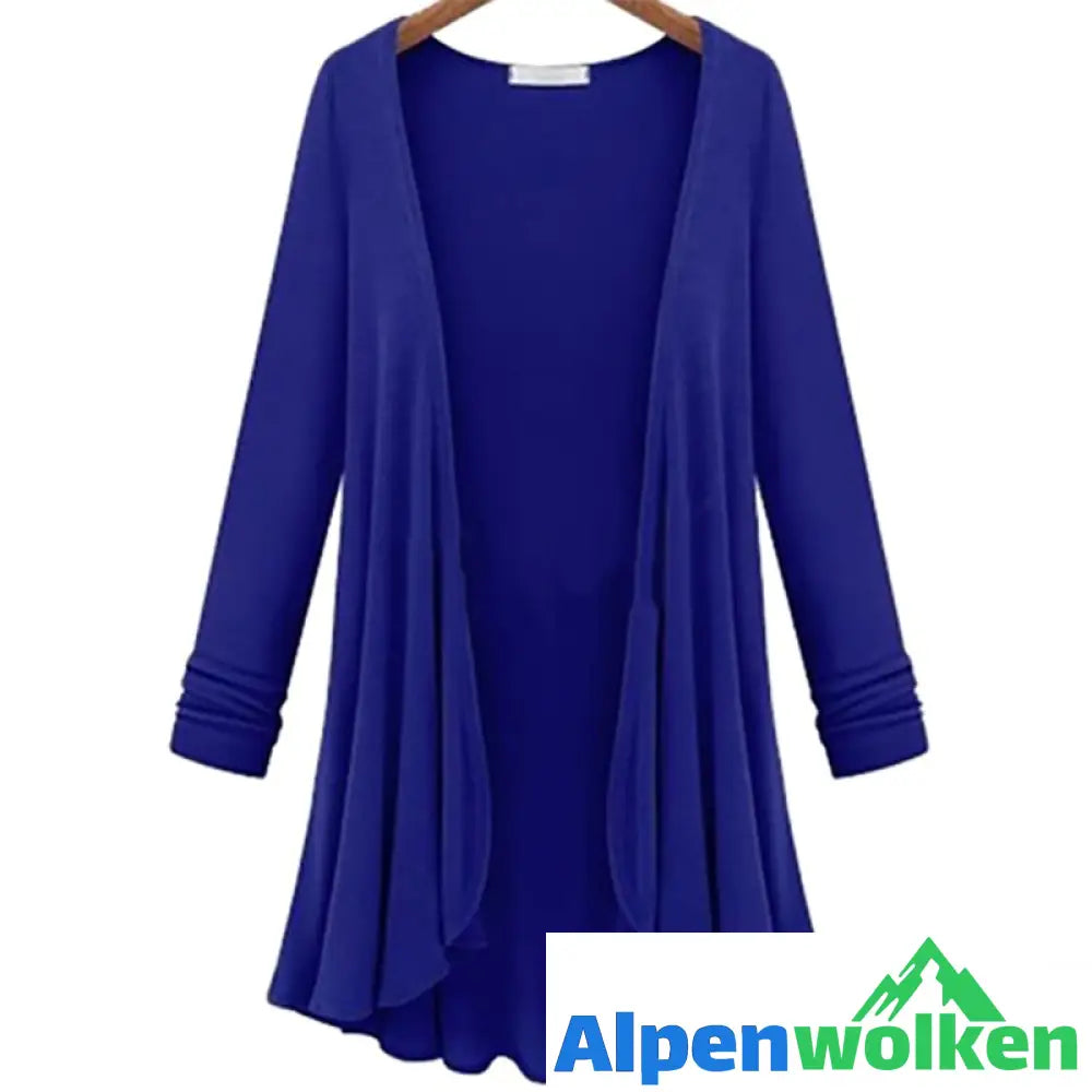 Alpenwolken - Lässige Langärmelige Strickjacke Mit Rüschen Blau