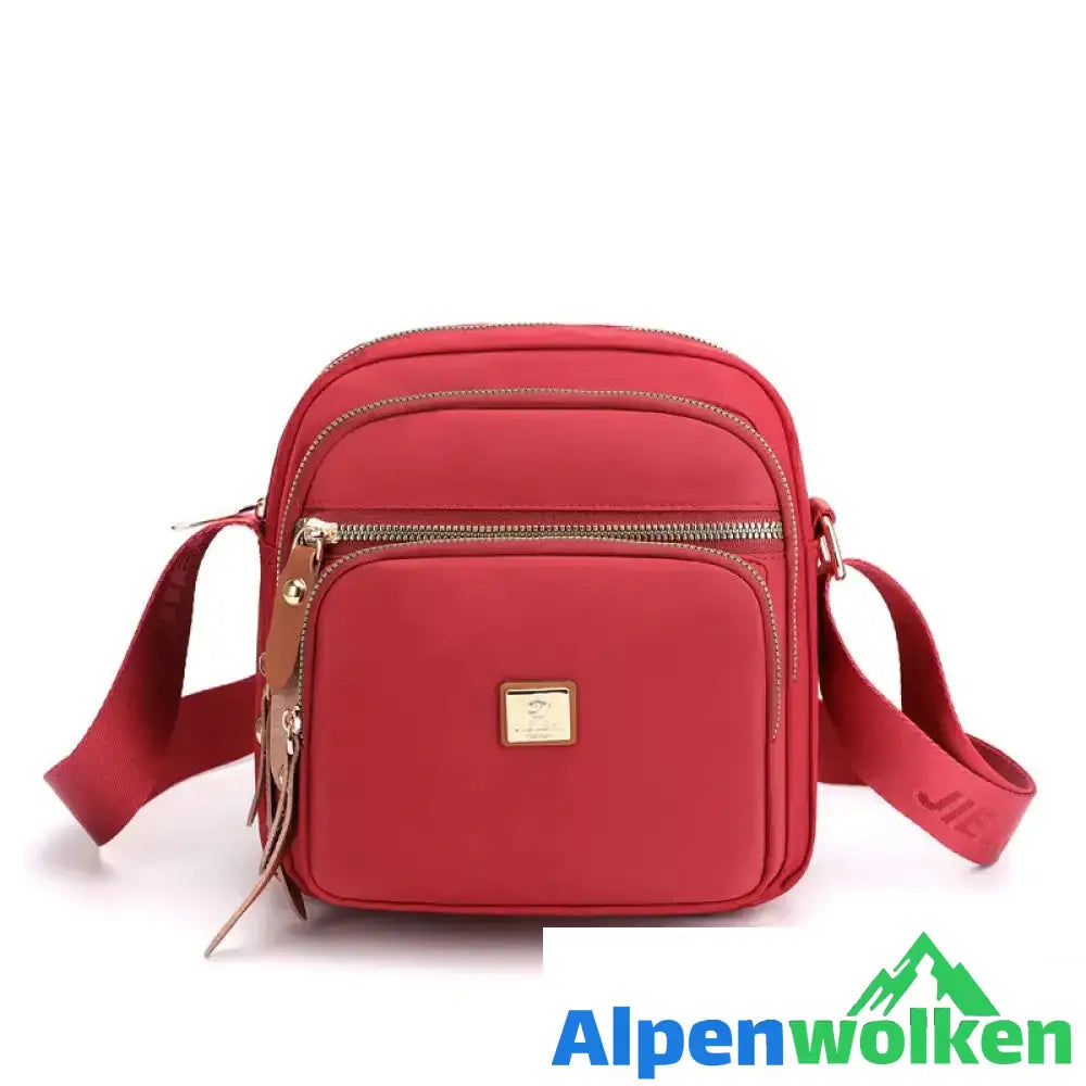 Alpenwolken - Lässige leichte Umhängetasche mit mehreren Taschen für Damen rot