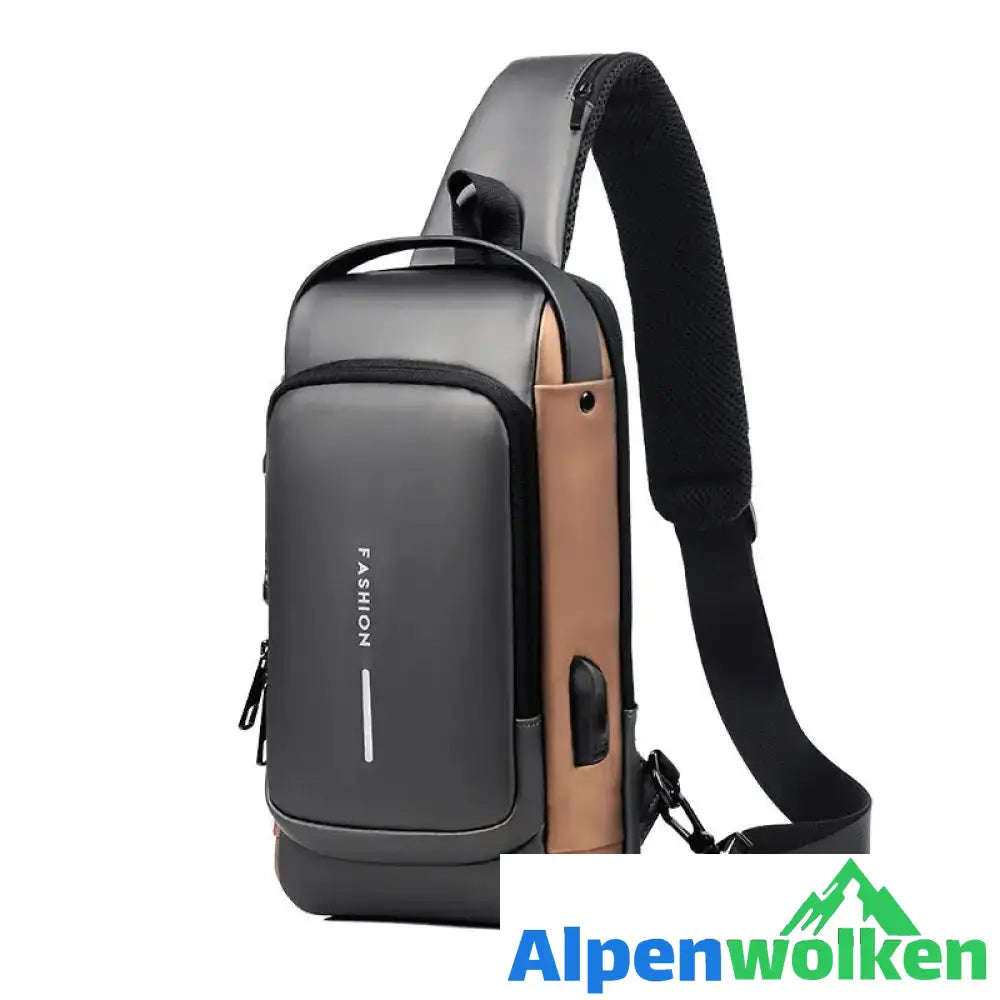 Alpenwolken - Lässige Multifunktionale Diebstahlsichere Brusttasche für Herren grau+braun