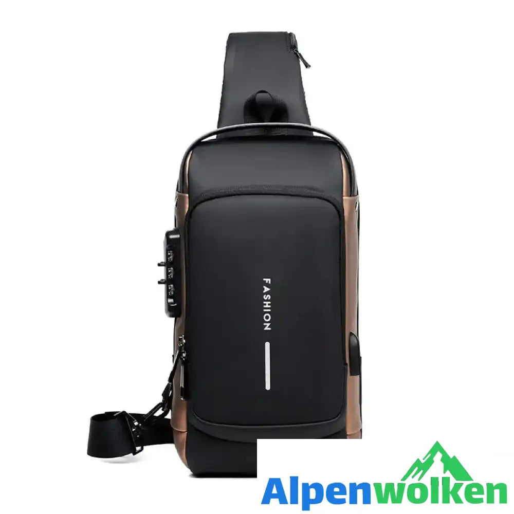 Alpenwolken - Lässige Multifunktionale Diebstahlsichere Brusttasche für Herren schwarz+braun