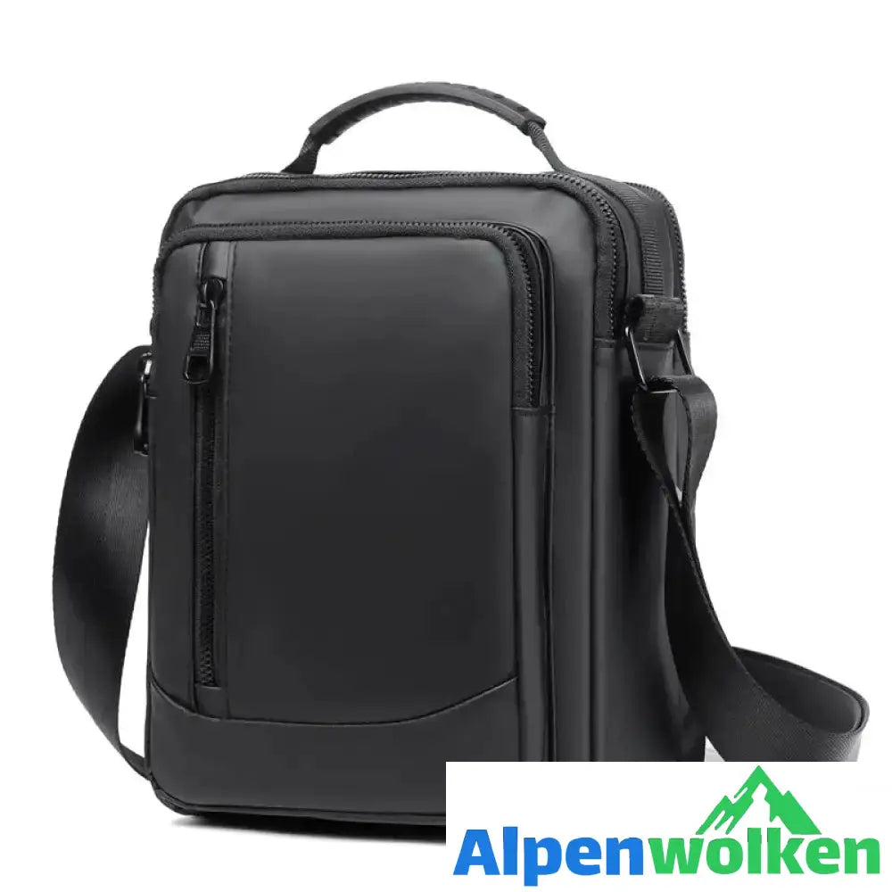 Alpenwolken - Lässige Outdoor-Schultertasche für Herren Schwarz L