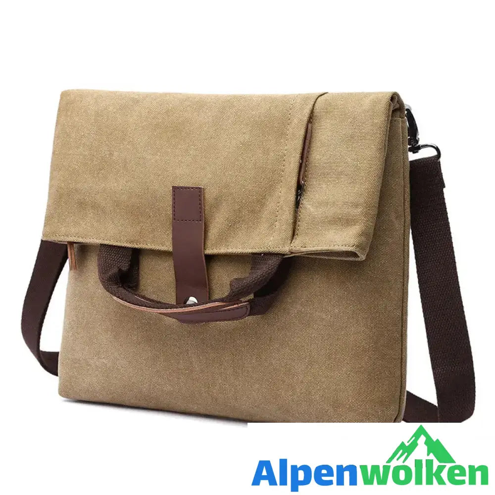 Alpenwolken - Lässige Segeltuch Umhängetasche für Herren Khaki