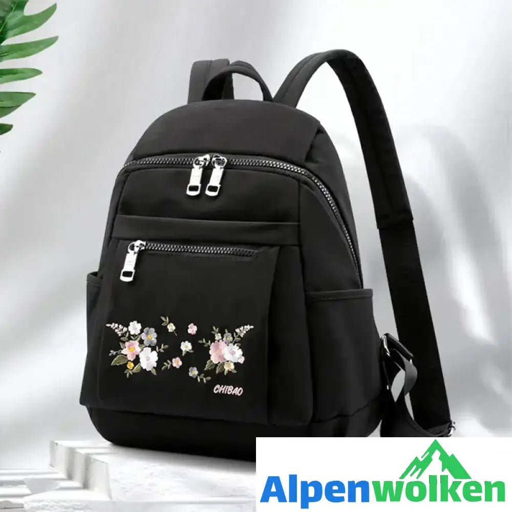 Alpenwolken - Lässiger modischer bestickter Nylonrucksack für Damen