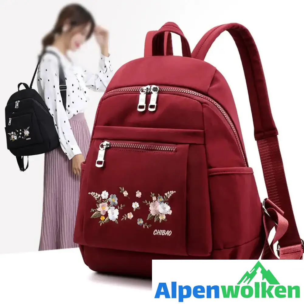 Alpenwolken - Lässiger modischer bestickter Nylonrucksack für Damen