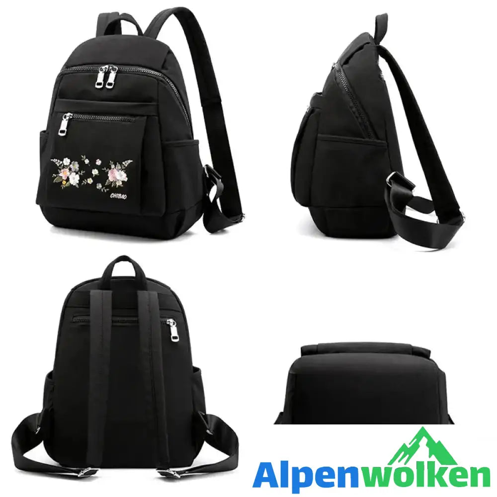 Alpenwolken - Lässiger modischer bestickter Nylonrucksack für Damen