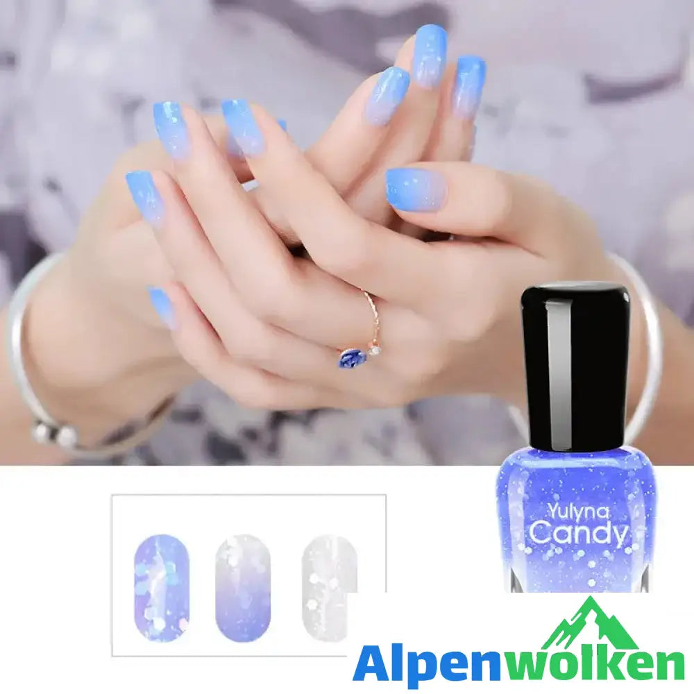 Alpenwolken - Langanhaltender Nagellack Mit Temperaturverfärbung Blau-Weiß