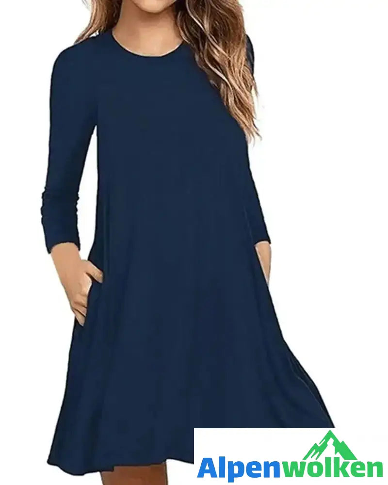 Alpenwolken - Langarm-Sweatshirt-Reisekleid Blau