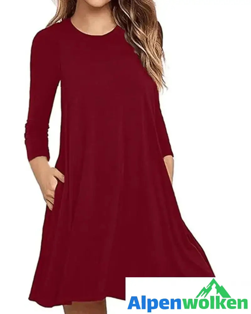 Alpenwolken - Langarm-Sweatshirt-Reisekleid Rot