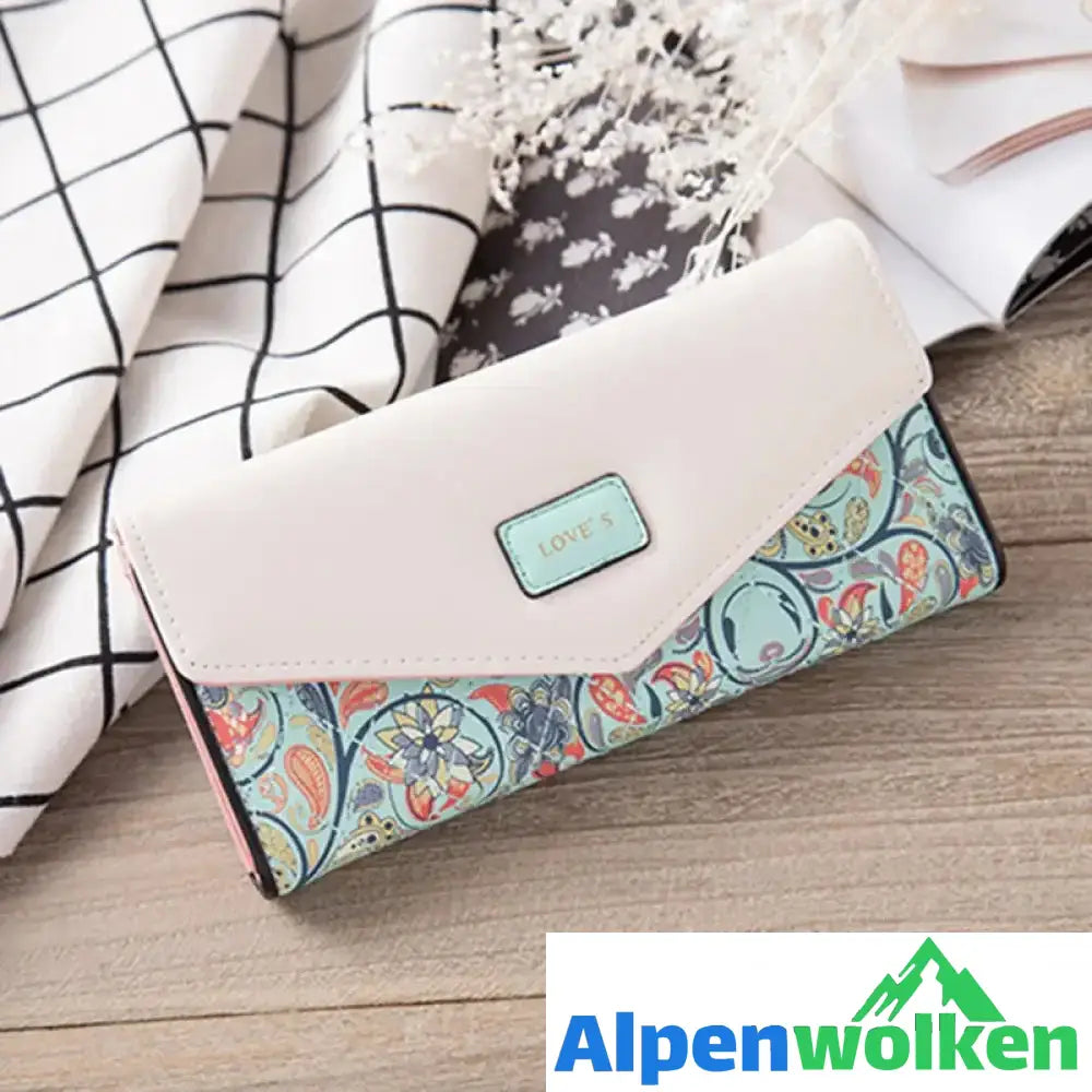 Alpenwolken - Lange Geldbörse mit Blumenraute für Damen