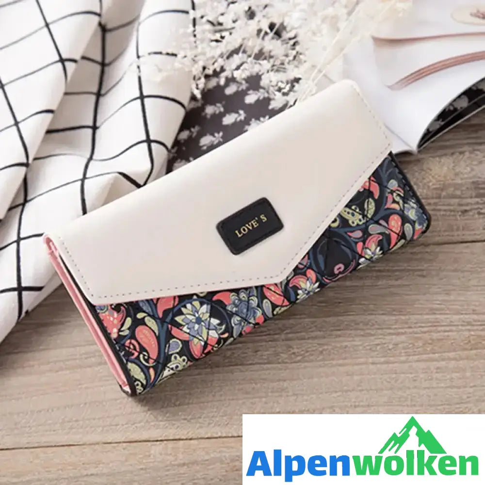 Alpenwolken - Lange Geldbörse mit Blumenraute für Damen