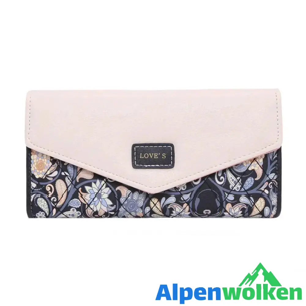 Alpenwolken - Lange Geldbörse mit Blumenraute für Damen schwarz