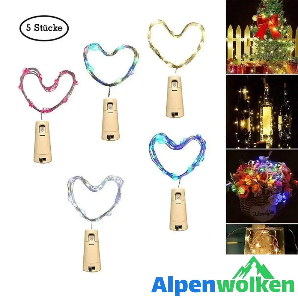 Alpenwolken - LED Flaschenlicht Korken Nachtlicht DIY Deko Geschenk 2M*5 5 Farbe