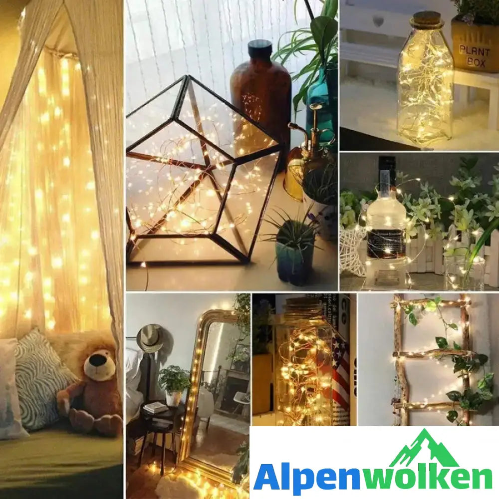 Alpenwolken - LED Flaschenlicht Korken Nachtlicht DIY Deko Geschenk 2M*5 Warm weiß