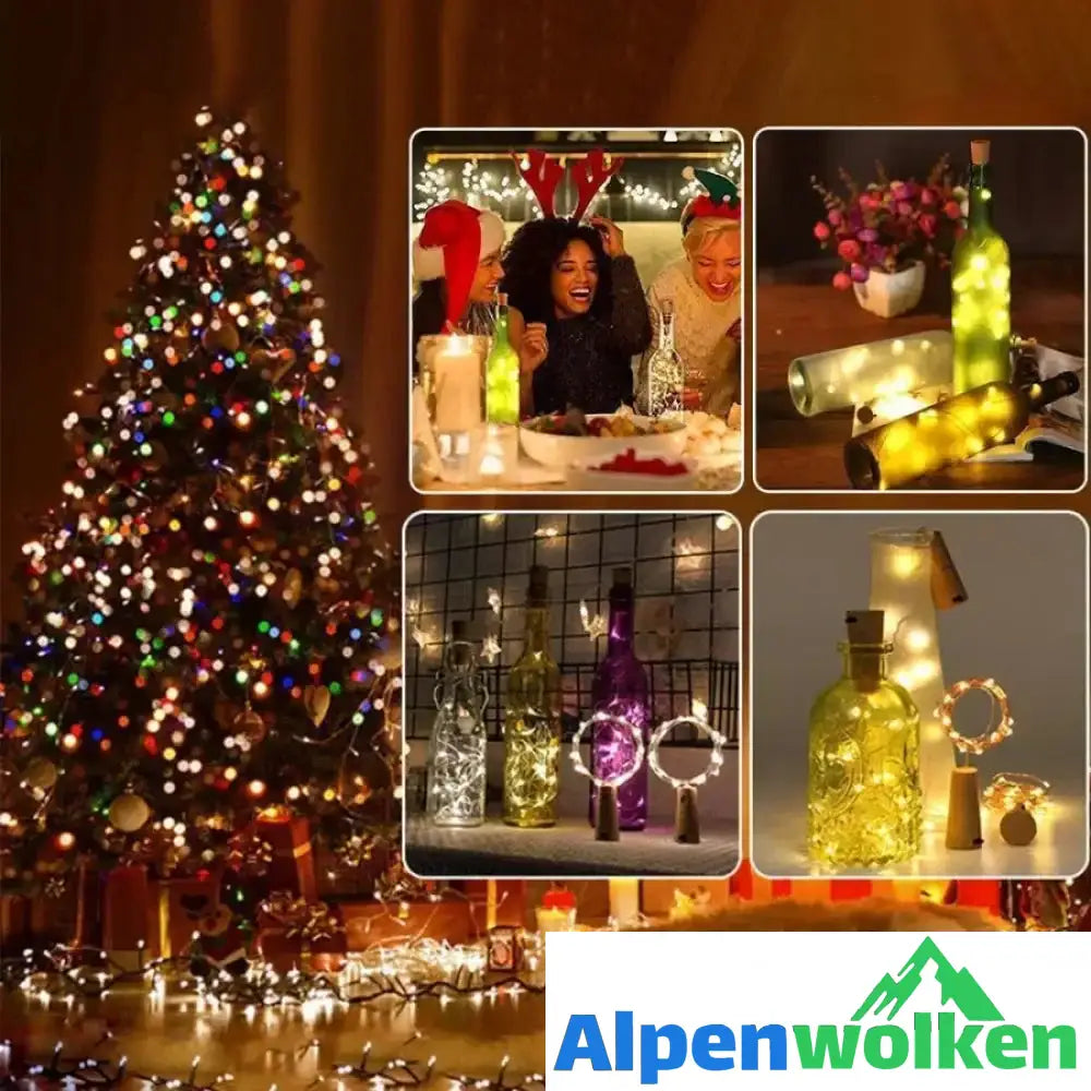 Alpenwolken - LED Flaschenlicht Korken Nachtlicht DIY Deko Geschenk ( 5 kaufen, 4 bezahlen )