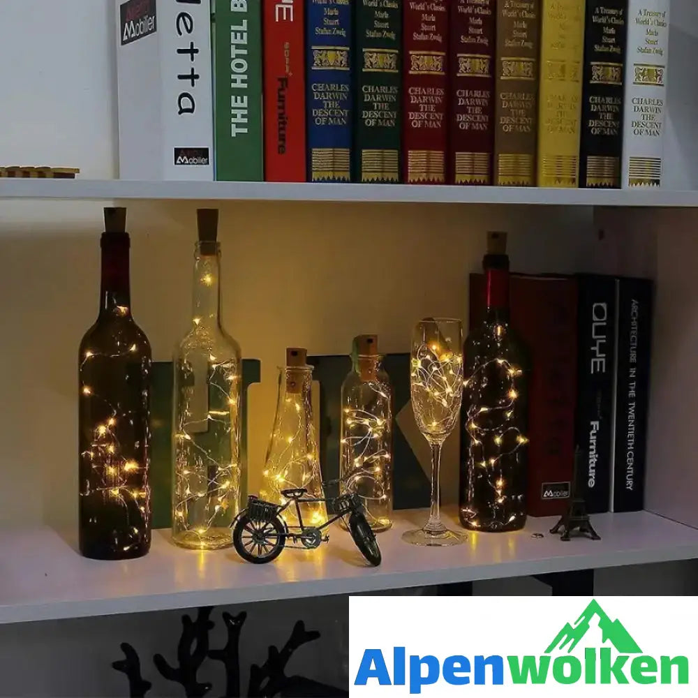 Alpenwolken - LED Flaschenlicht Korken Nachtlicht DIY Deko Geschenk ( 5 kaufen, 4 bezahlen )