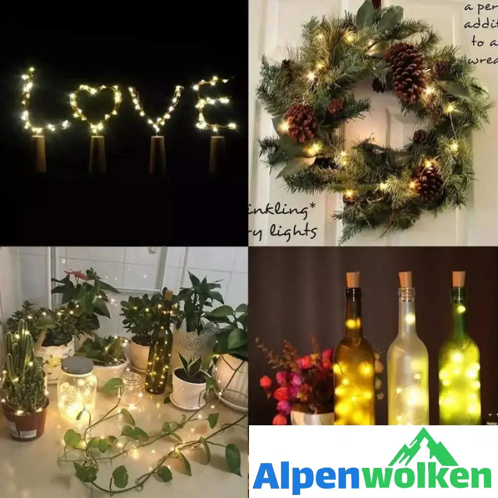 Alpenwolken - LED Flaschenlicht Korken Nachtlicht DIY Deko Geschenk ( 5 kaufen, 4 bezahlen )