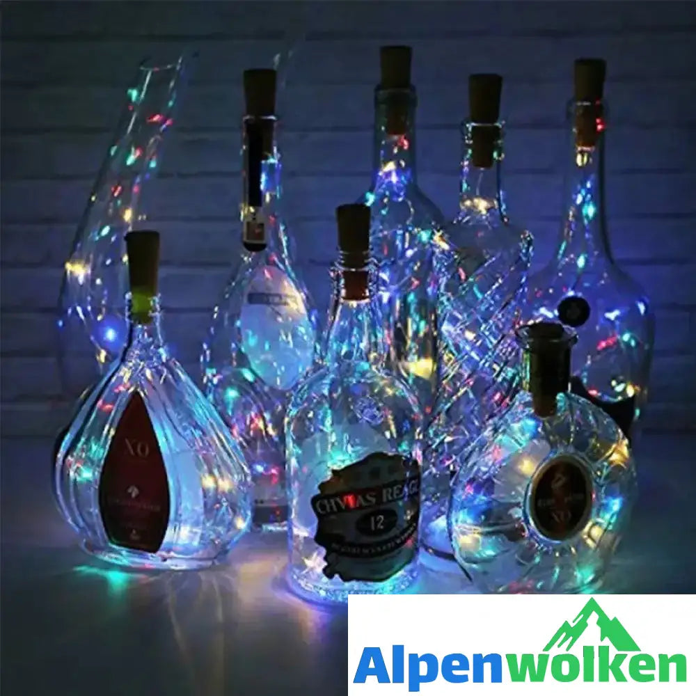 Alpenwolken - LED Flaschenlicht Korken Nachtlicht DIY Deko Geschenk