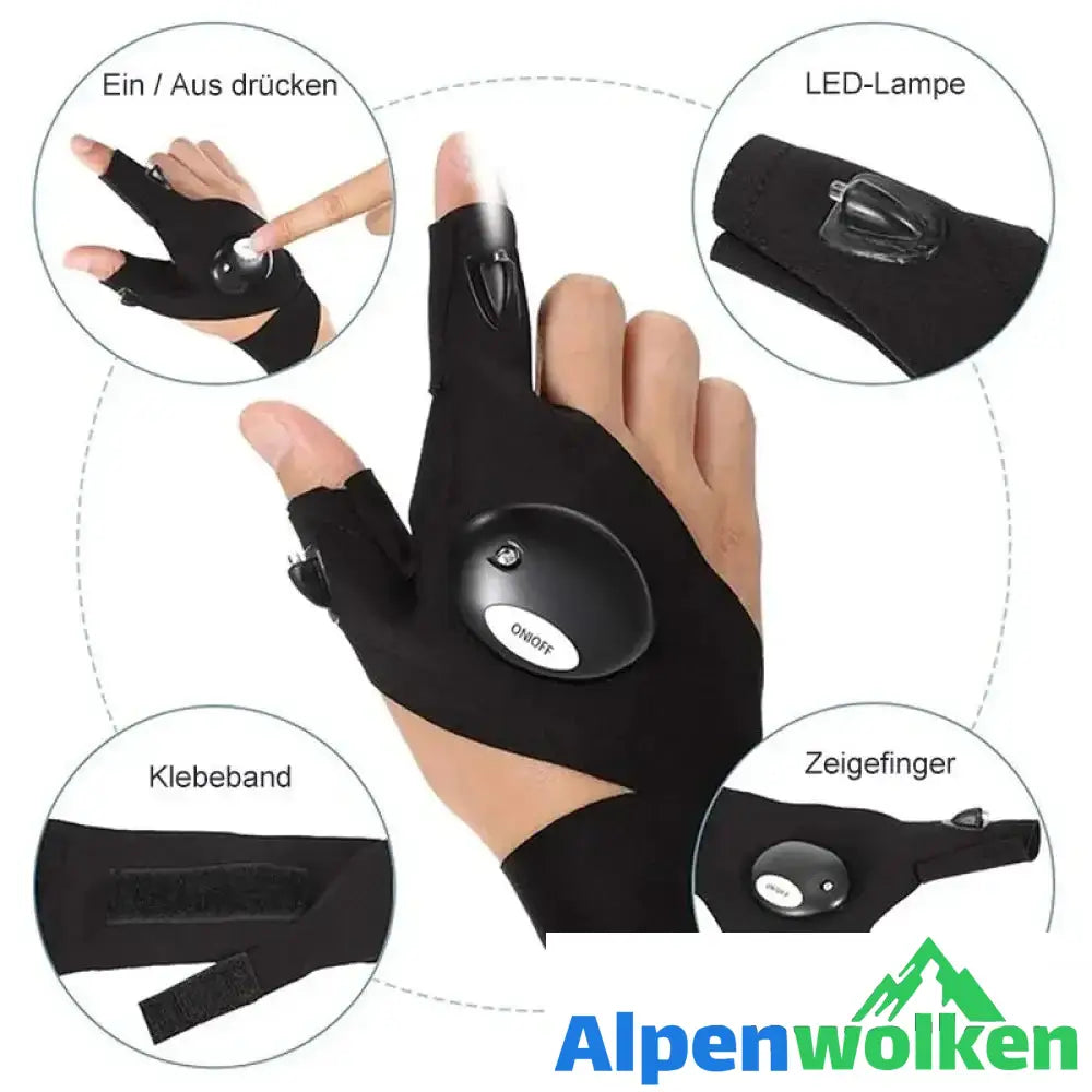 Alpenwolken - LED-Handschuhe mit wasserdichter Beleuchtung