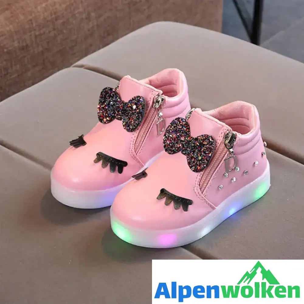 Alpenwolken - LED leuchtende Kinderschuhe mit weicher Sohle Pink