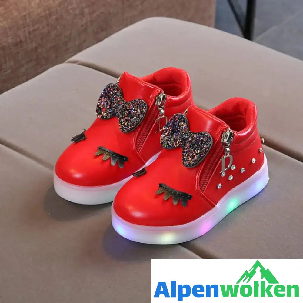 Alpenwolken - LED leuchtende Kinderschuhe mit weicher Sohle Rot