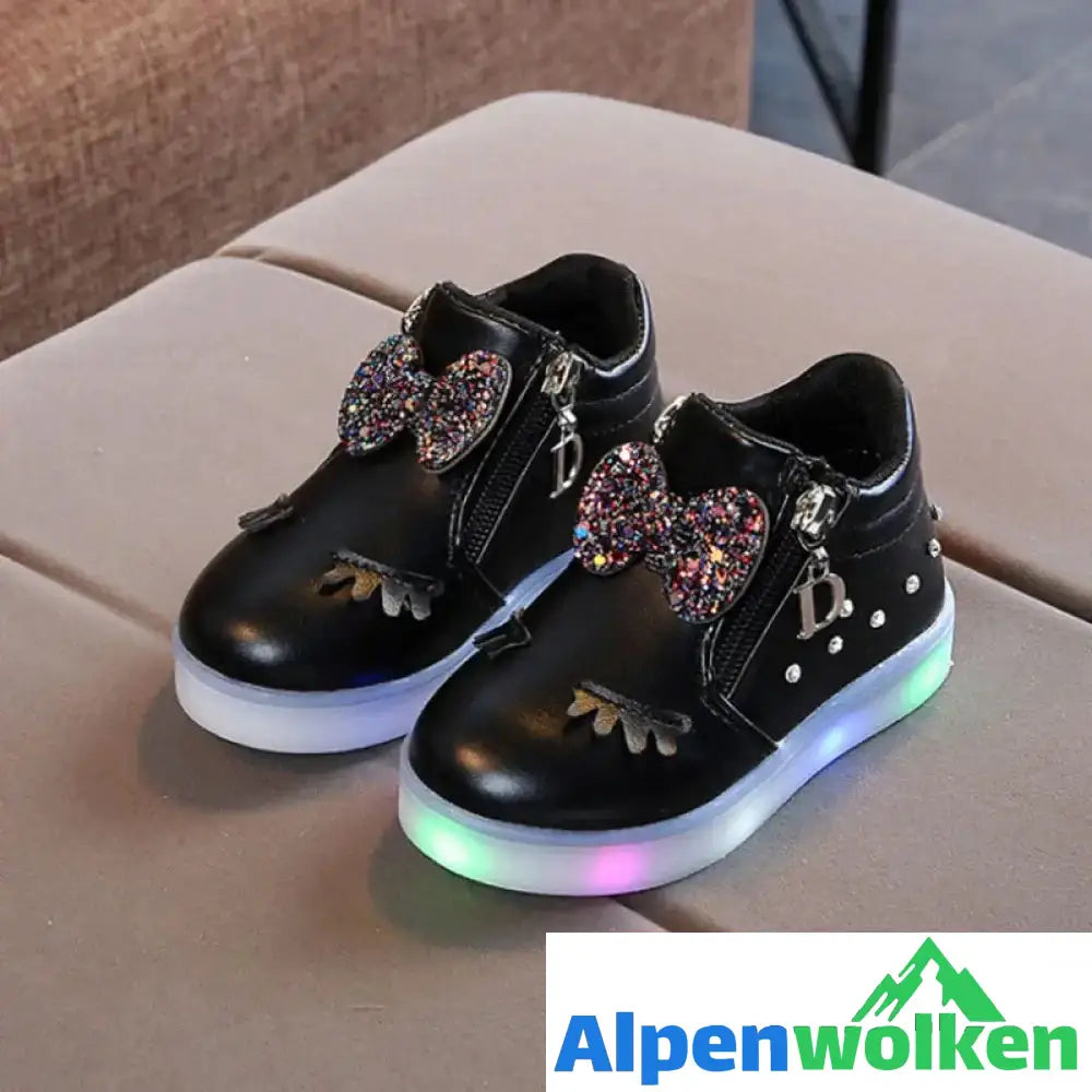 Alpenwolken - LED leuchtende Kinderschuhe mit weicher Sohle Schwarz