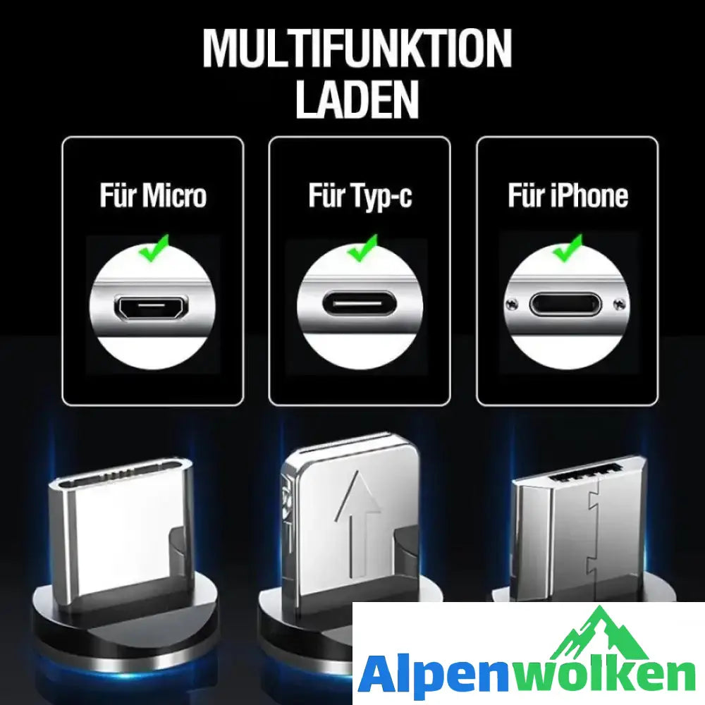 Alpenwolken - LED Magnetic 3 in 1 USB Ladekabel