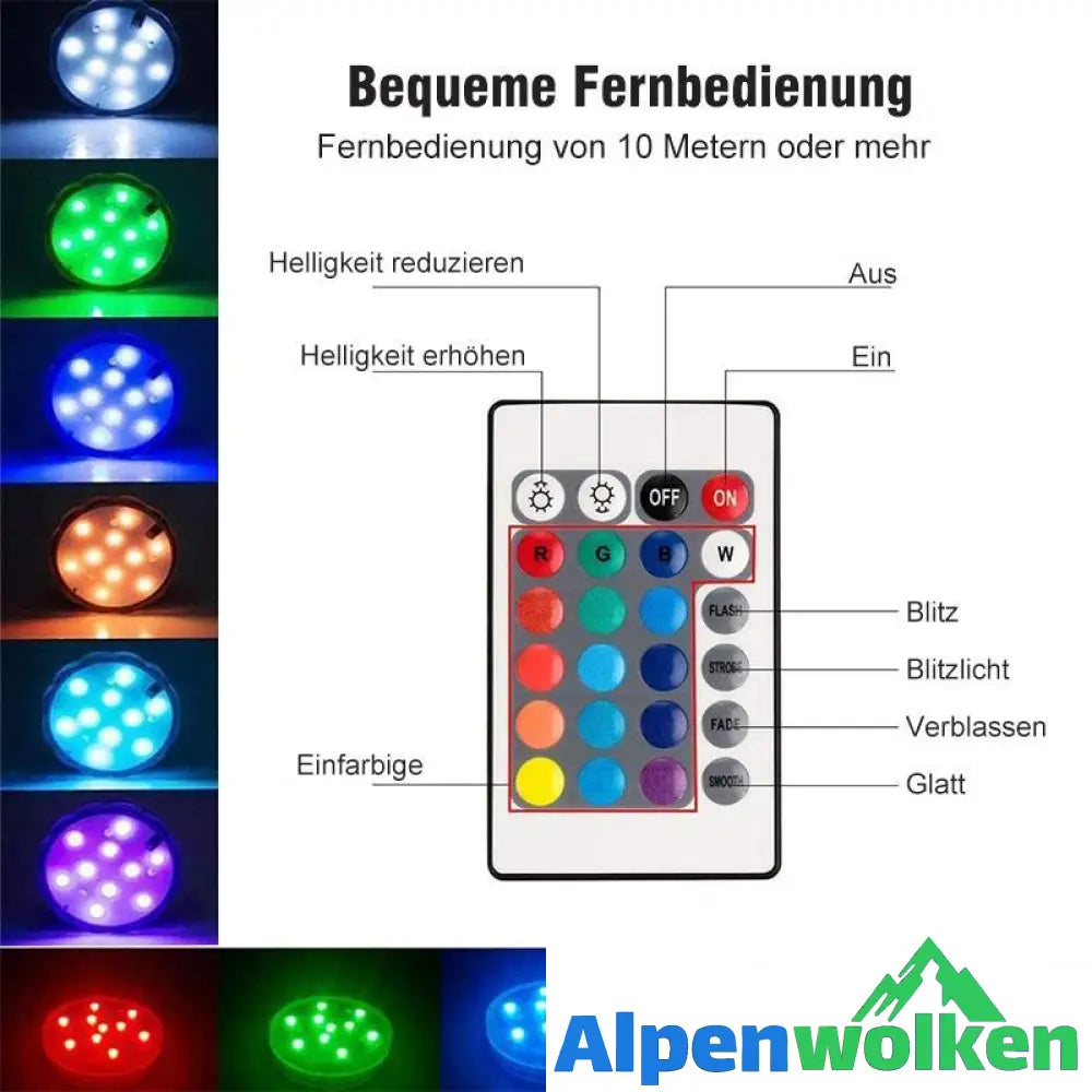 Alpenwolken - LED-Tauchlicht mit Fernbedienung für den Pool