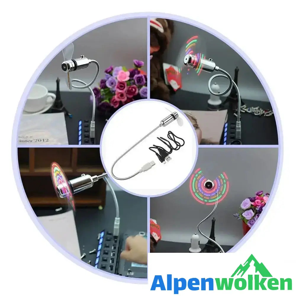 Alpenwolken - LED Ventilator, Flexibel USB Lüfter