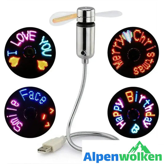 Alpenwolken - LED Ventilator, Flexibel USB Lüfter Mit Wörter