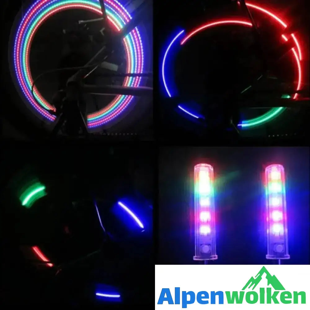 Alpenwolken - LED Ventilkappenlicht für Fahrrad und Auto, 2 Stücke