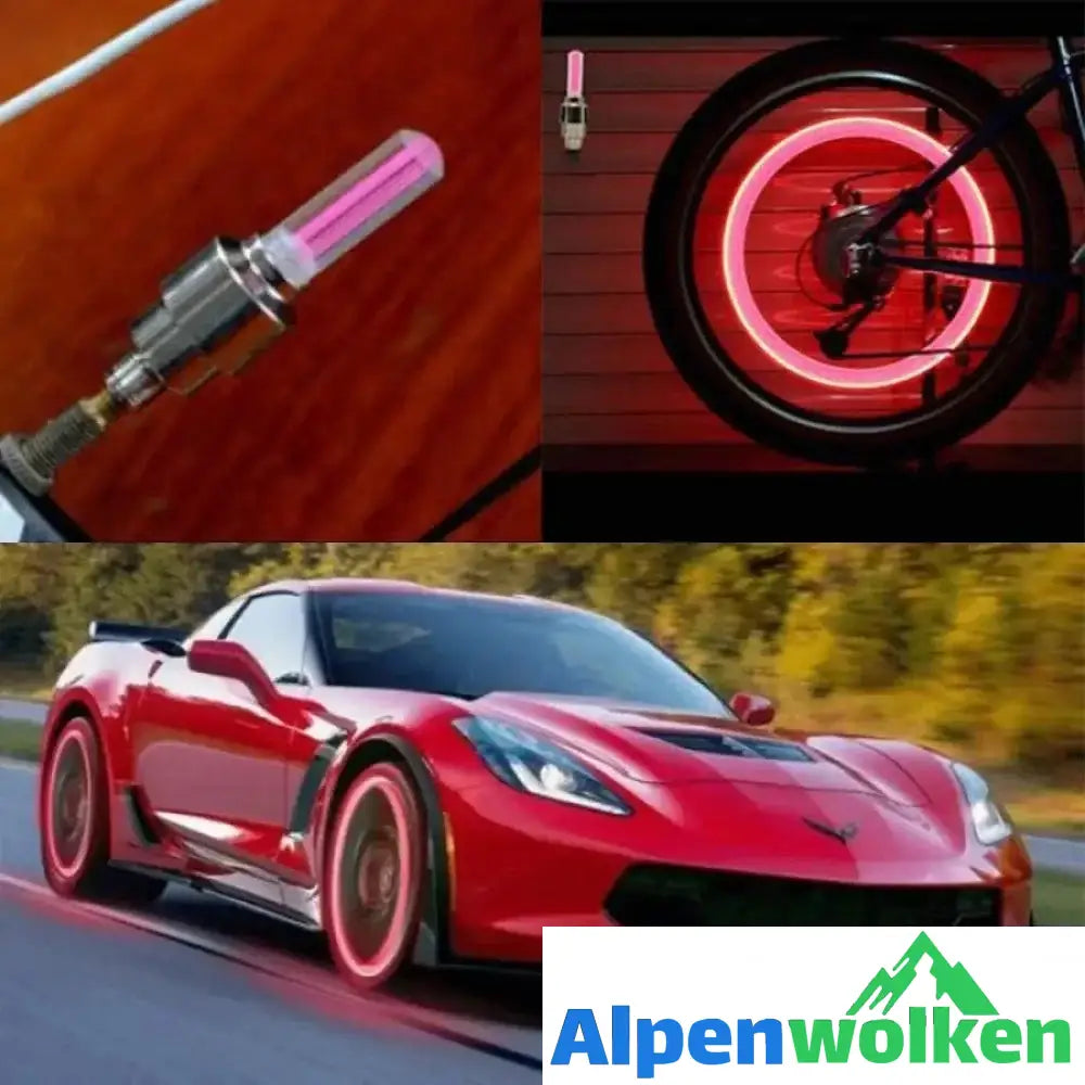 Alpenwolken - LED Ventilkappenlicht für Fahrrad und Auto, 2 Stücke