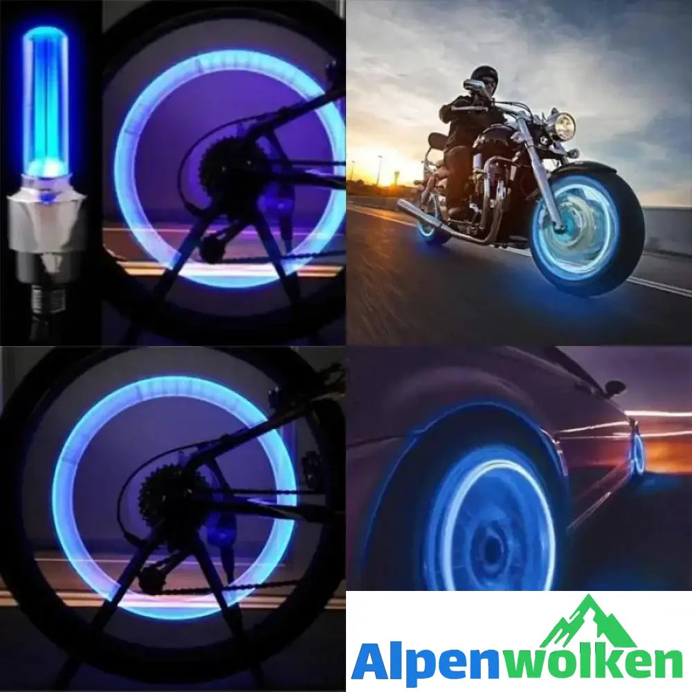 Alpenwolken - LED Ventilkappenlicht für Fahrrad und Auto, 2 Stücke