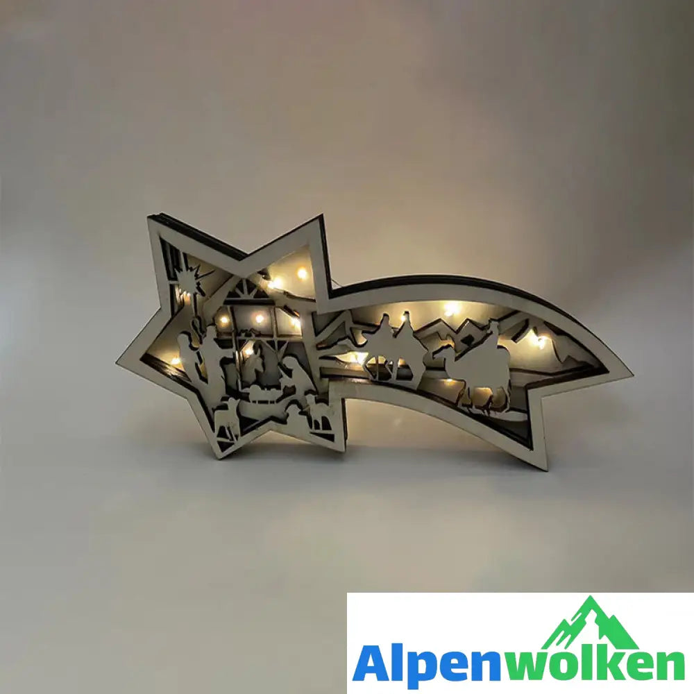 Alpenwolken - LED-Weihnachtssternbeleuchtung aus Holz