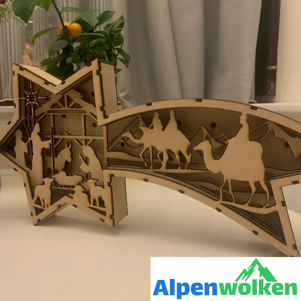 Alpenwolken - LED-Weihnachtssternbeleuchtung aus Holz