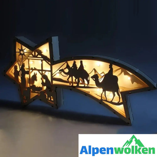 Alpenwolken - LED-Weihnachtssternbeleuchtung aus Holz