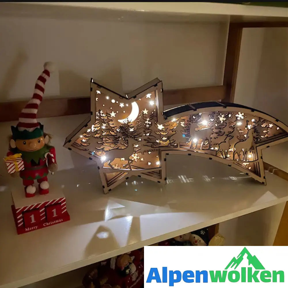 Alpenwolken - LED-Weihnachtssternbeleuchtung aus Holz