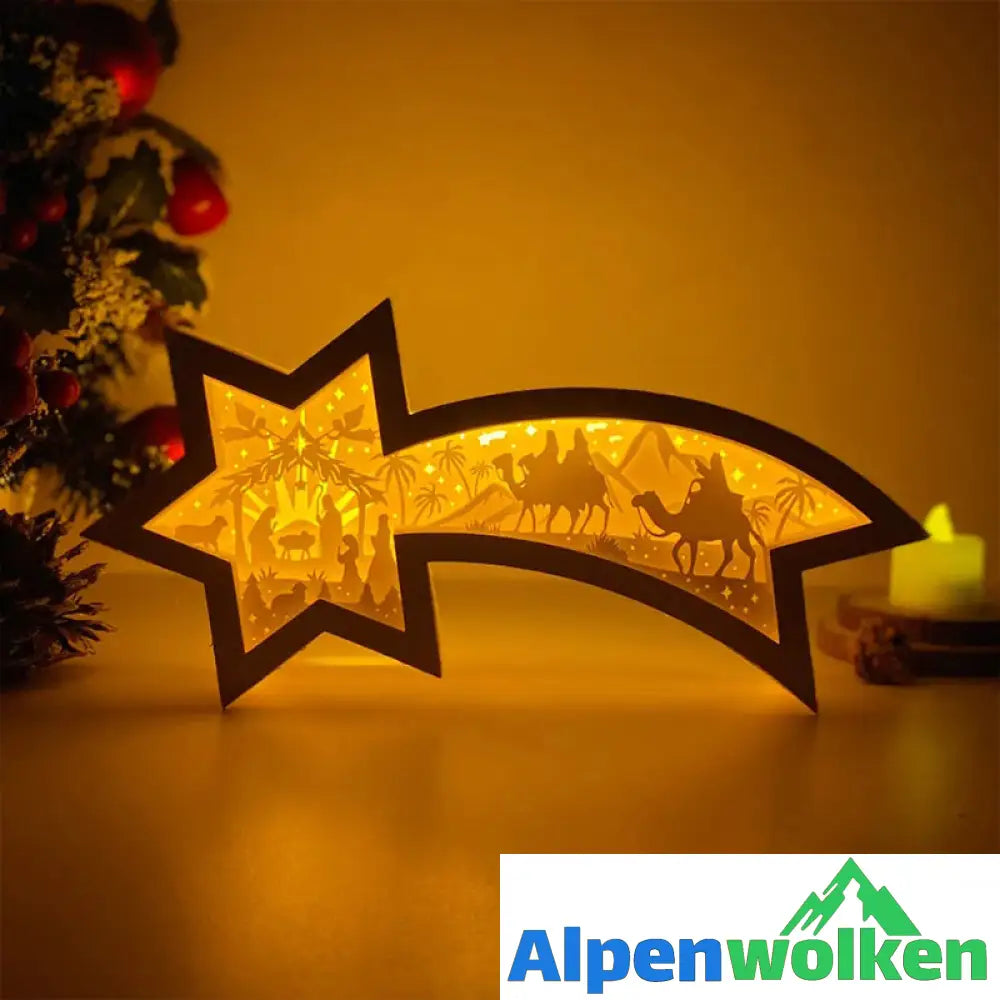 Alpenwolken - LED-Weihnachtssternbeleuchtung aus Holz