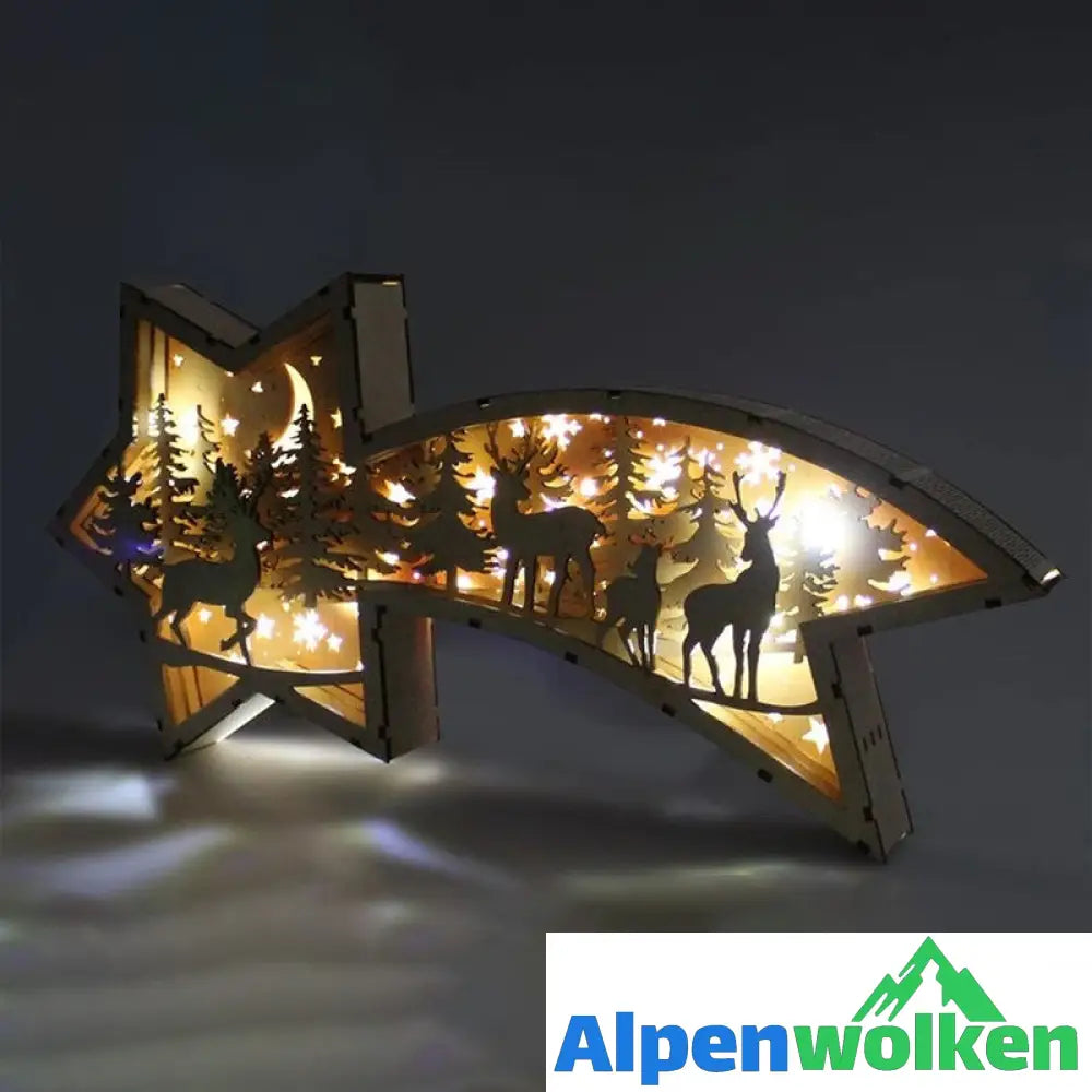 Alpenwolken - LED-Weihnachtssternbeleuchtung aus Holz Weihnachtsstadt