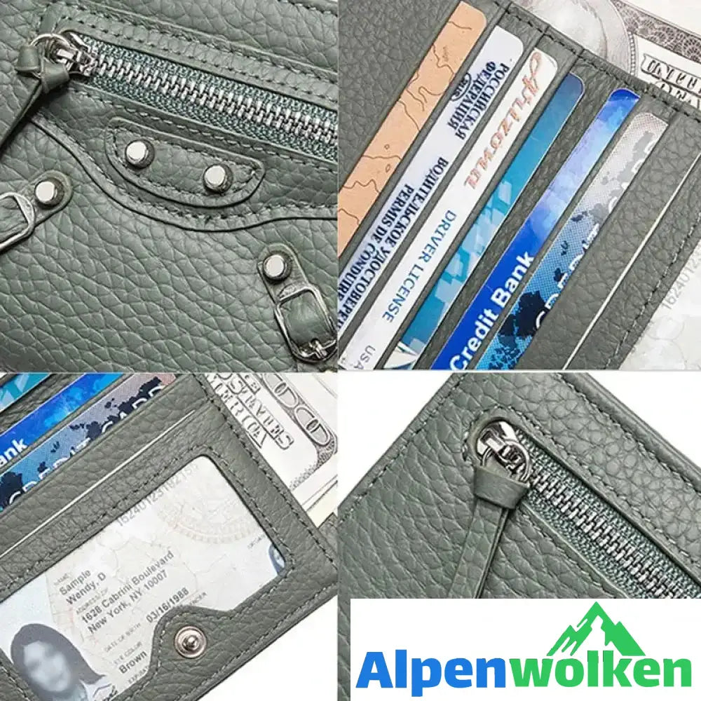 Alpenwolken - Ledergeldbörse für Damen mit mehreren Kartenfächern